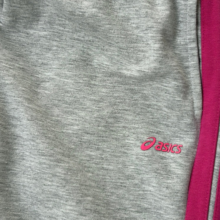 Asics vintage grey with pink side stripes joggers