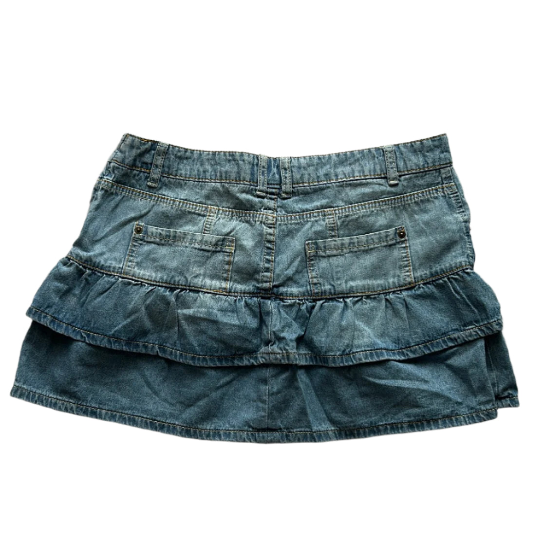 Ruffled Denim Mini Skirt