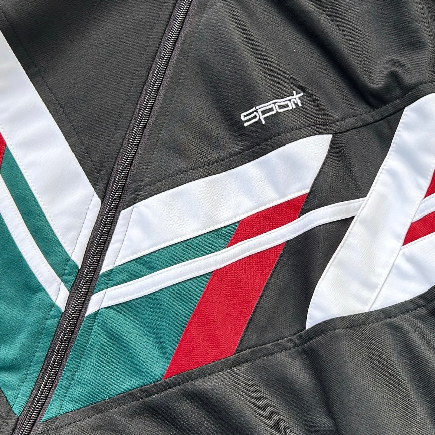 90s “Sport” Crazy Red x Green Shell Full Zip Jacket