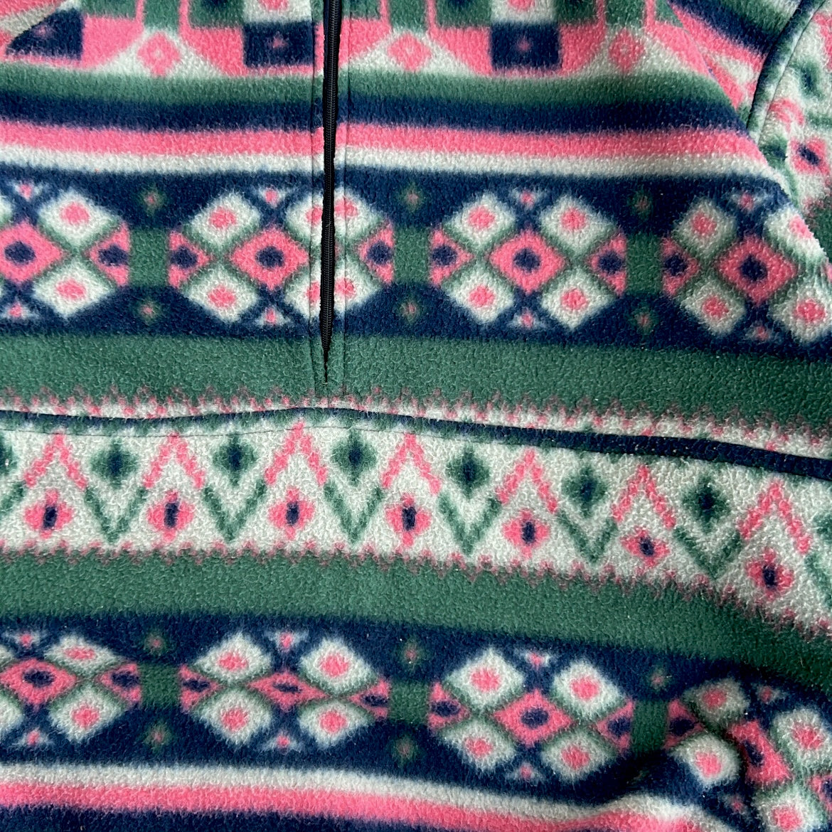 Vintage Multicoloured crazy adjustable 1/4 Zip Fleece