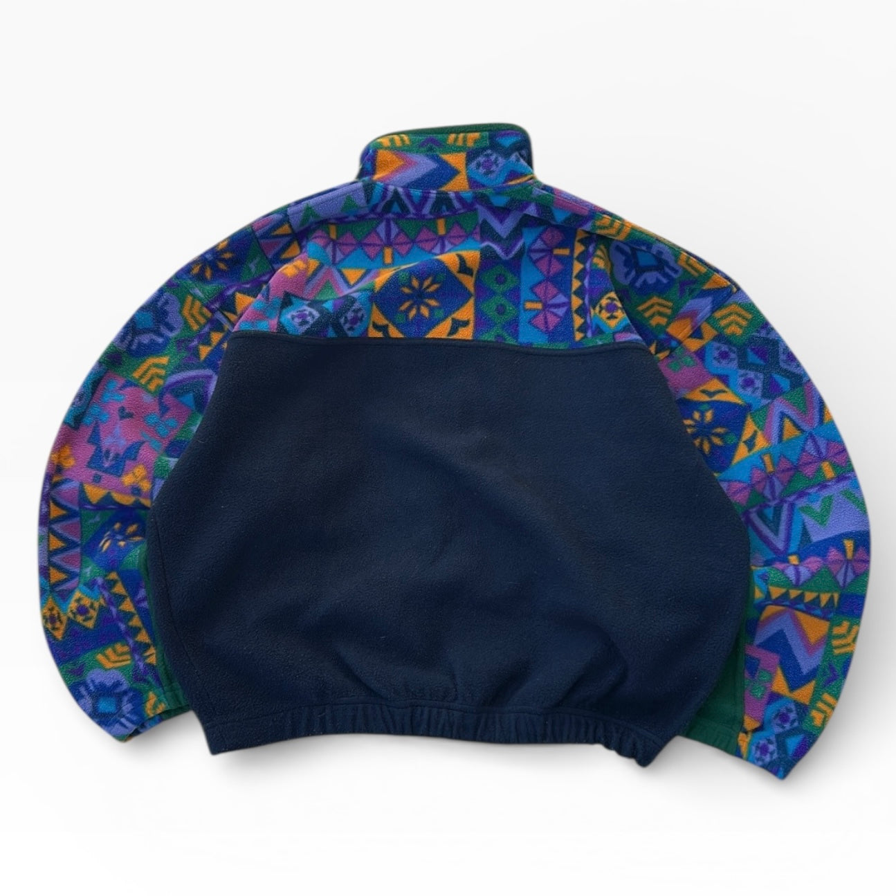 Vintage Navy x Colourful 1/4 Zip Embroidery Graphics Fleece