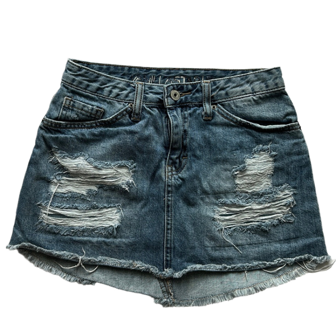 Ripped denim mini skirt