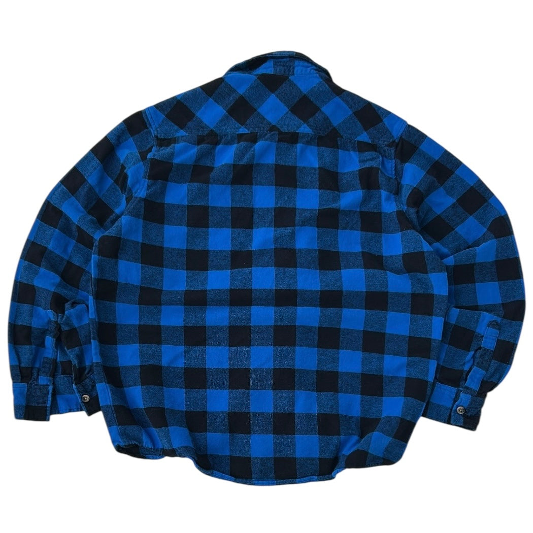 Vintage Blue & Black Button-Up Flannel OverShirt