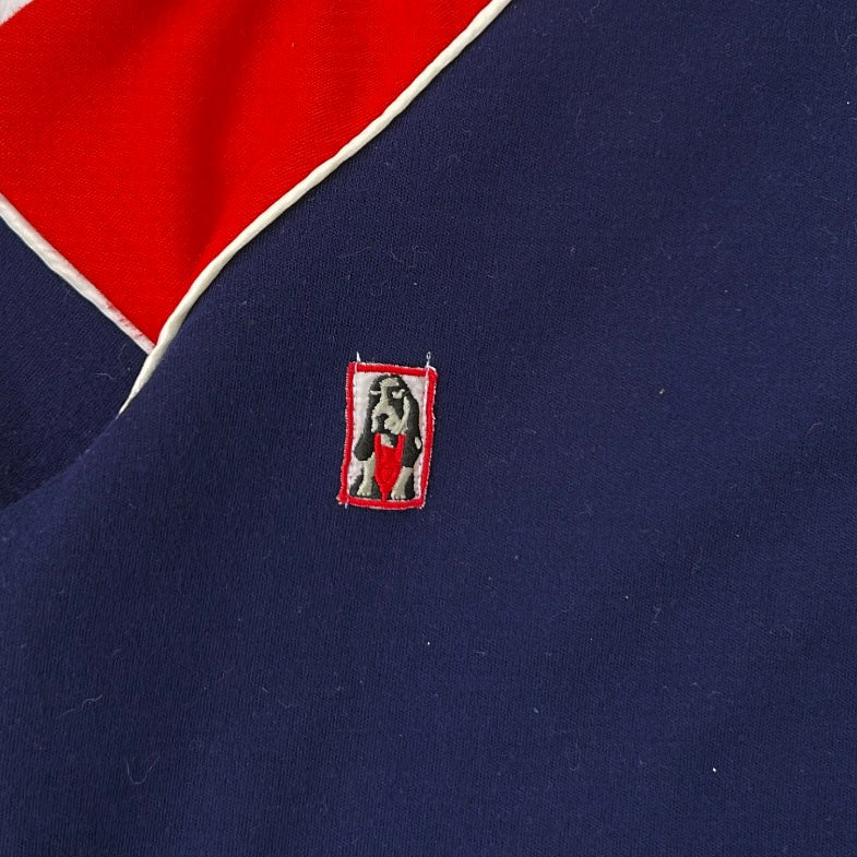 Vintage Navy x Red Full Zip Embroidery Dog Patch Jacket