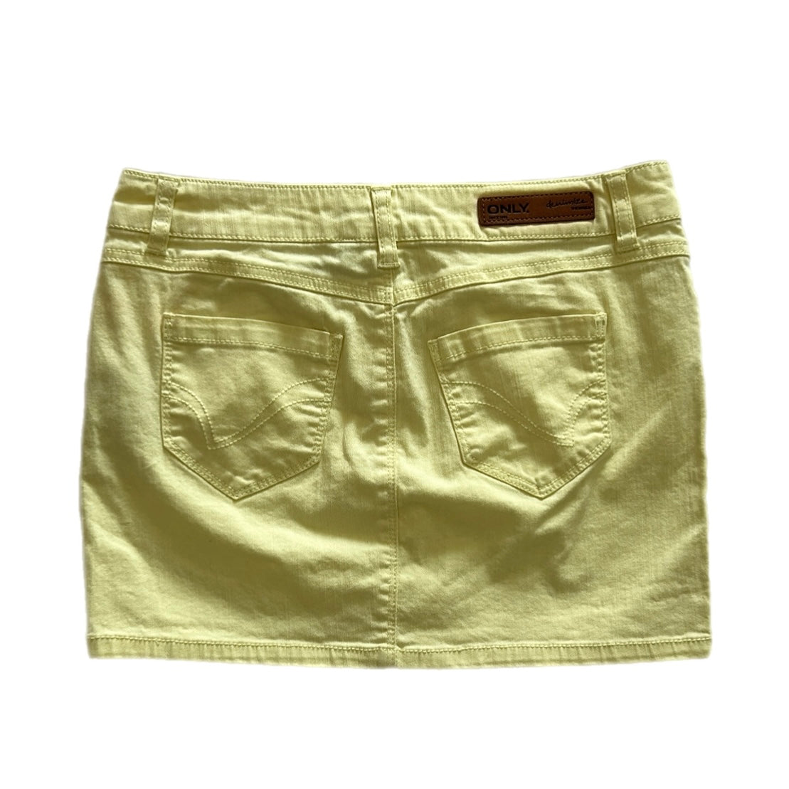 Pastel Yellow Denim Mini Skirt