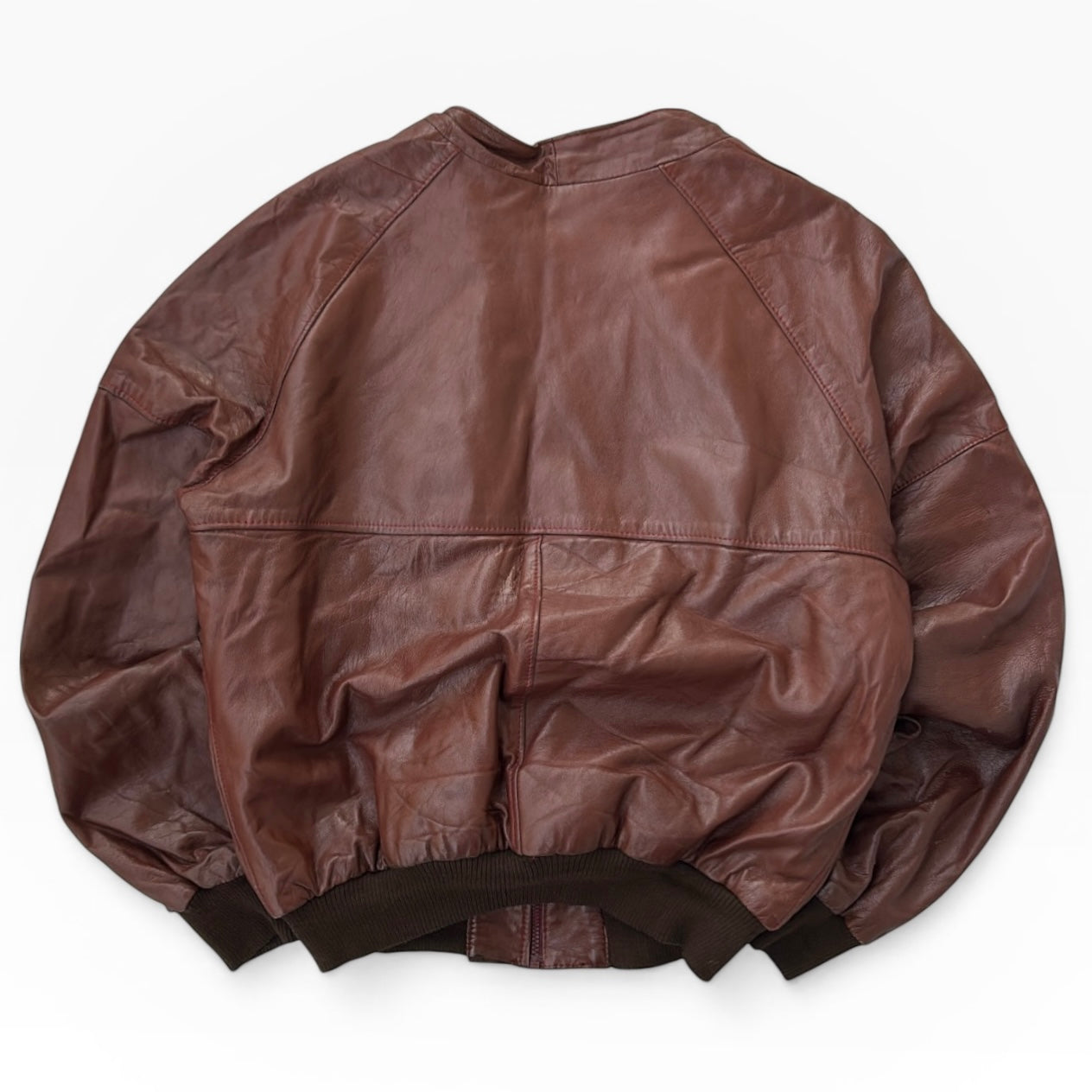 Made in Italy Burgundy x Brown Full Zip Fuzzy inside Bomber leather jacket