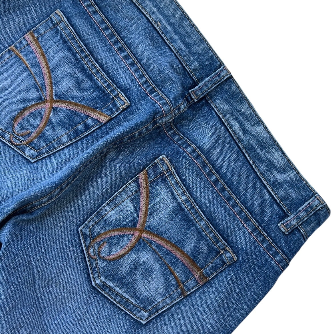 00s Light Cabana Jeans With Floral Details