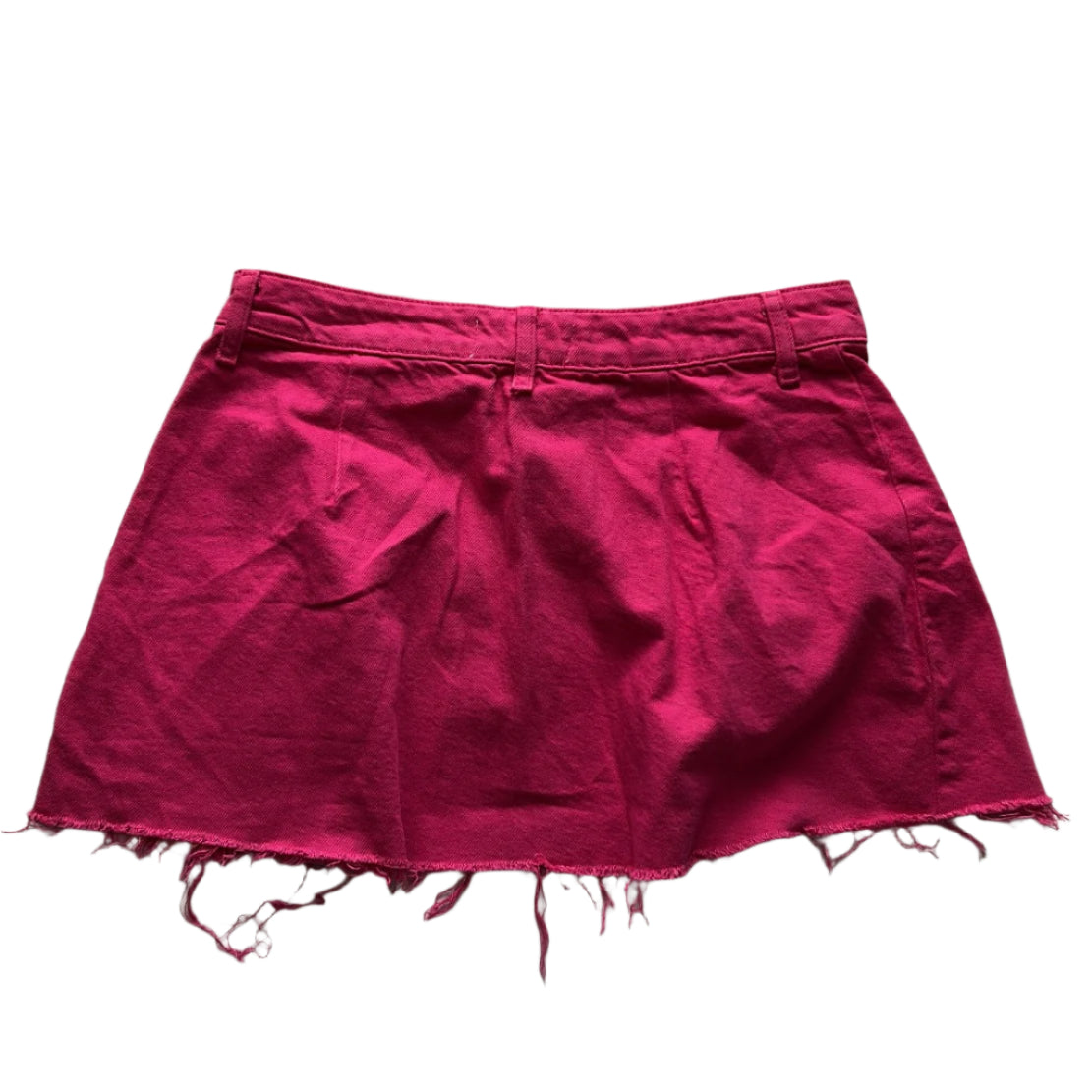 Hot pink denim mini skirt