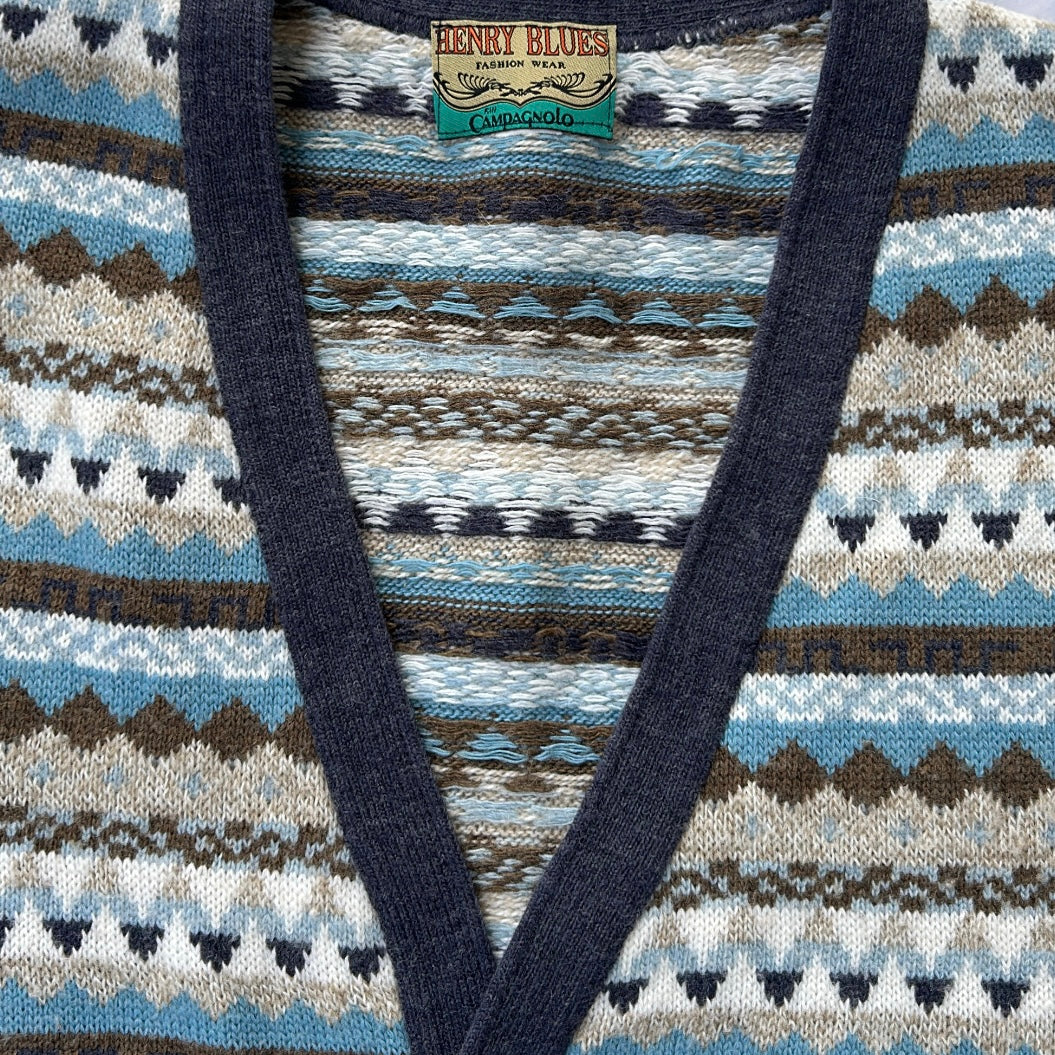 Henry Blues Wool Button Up Vest Top