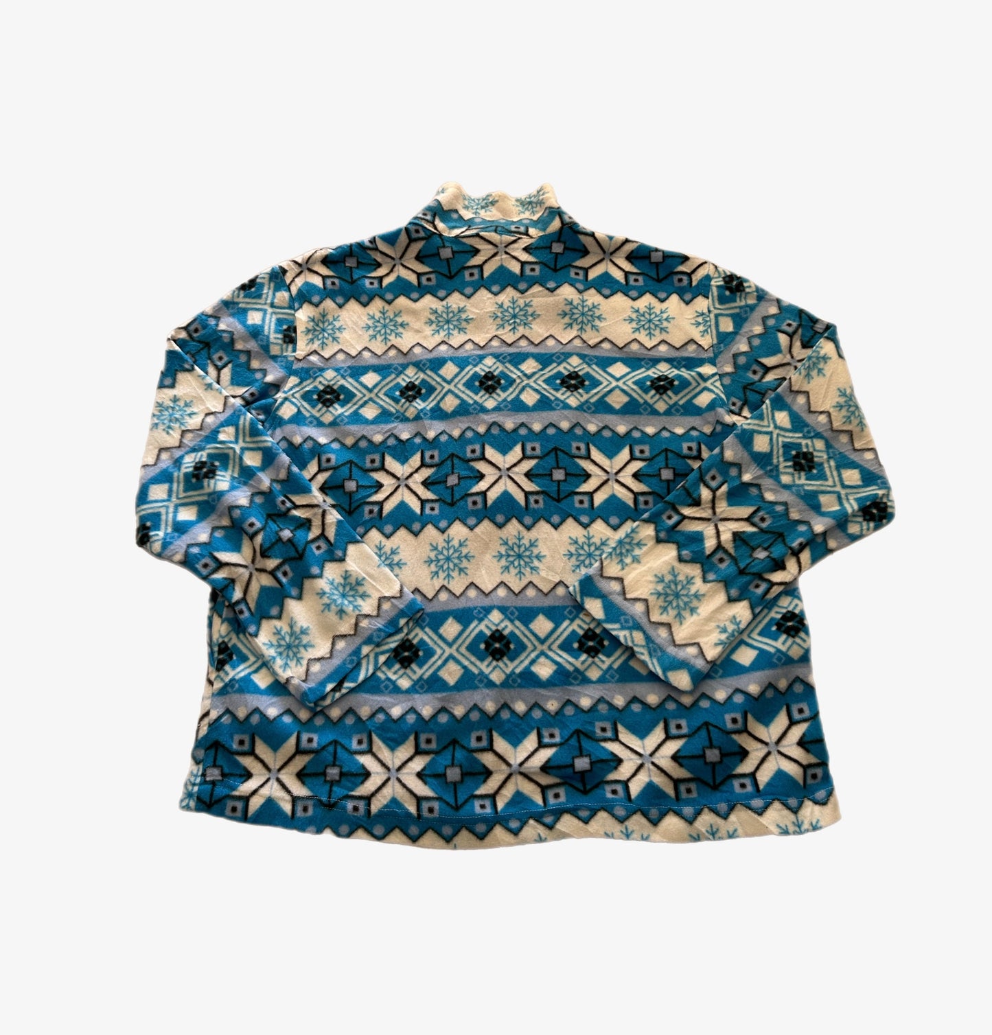 Vintage Polar Snowflake Design Fleece Jacket