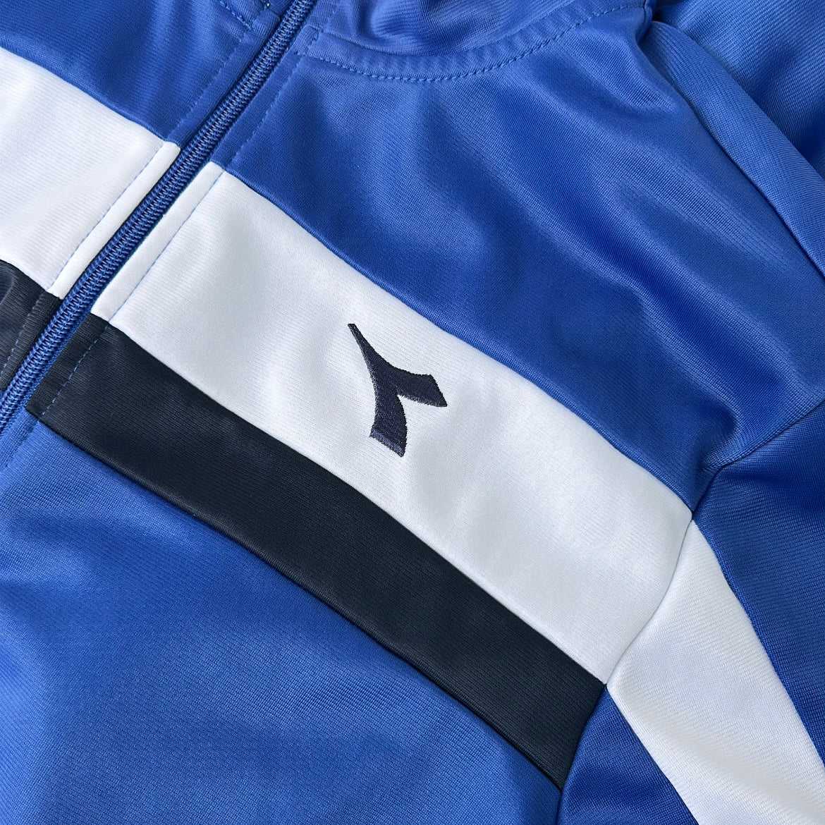 Diadora Vintage Stripped Blue x White Full Zip Track Jacket