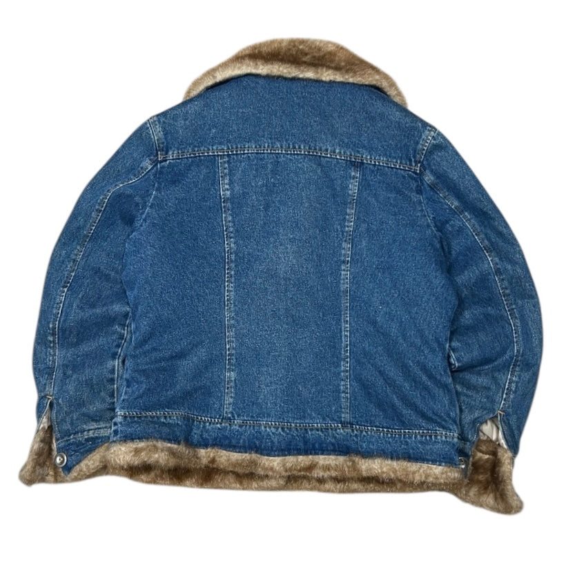 Denim 00’s Jacket With Brown Fuz Around Neck Line & Sleeves