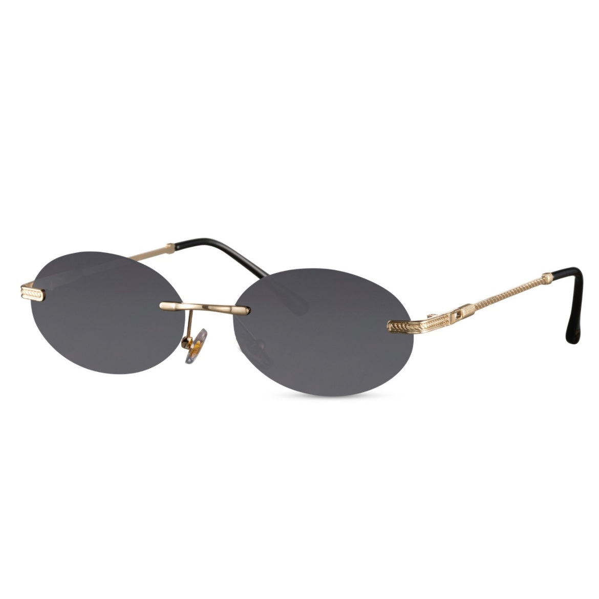 The Drew – Oval Black x Metallic Retro Sunglasses