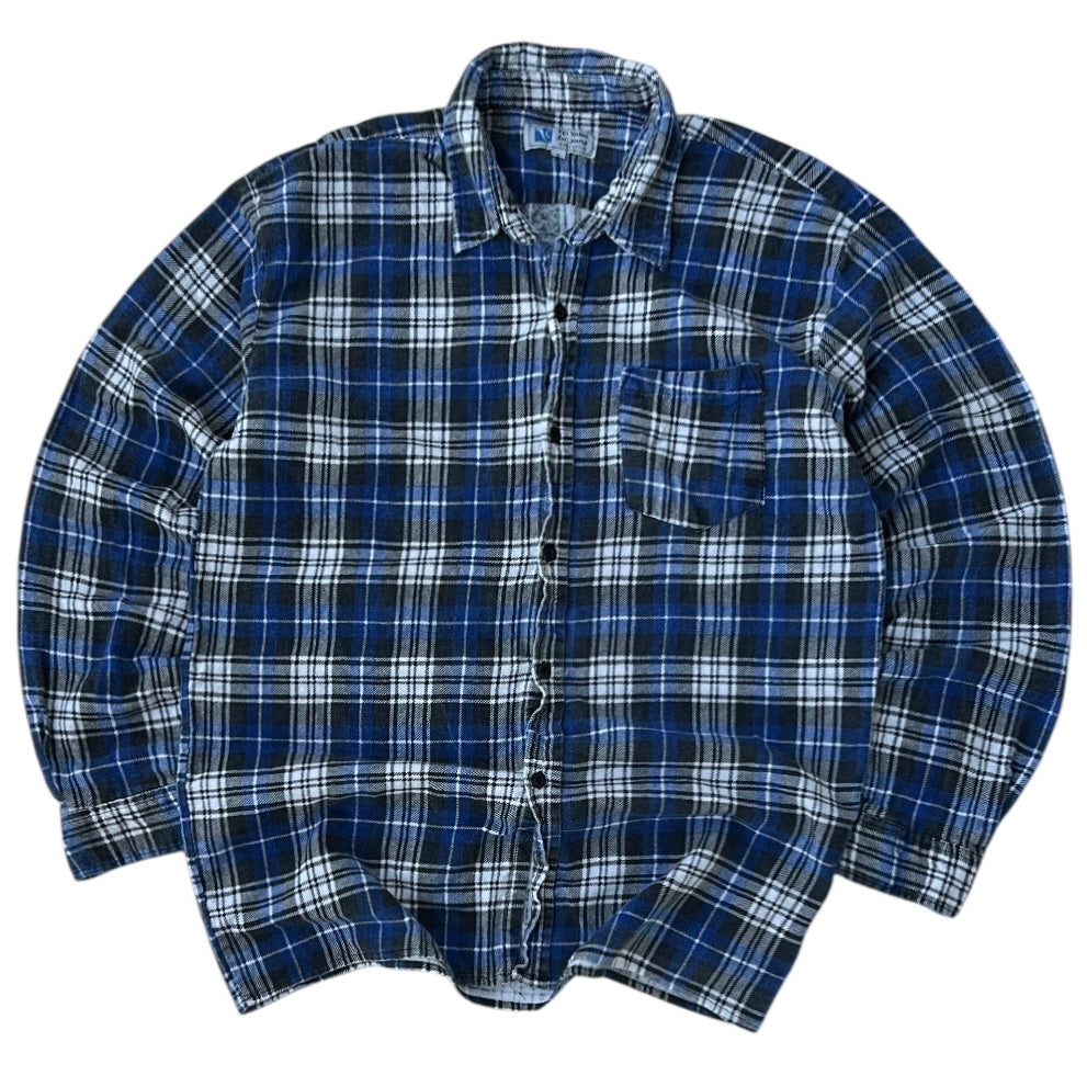 Vintage Blue & White Flannel OverShirt