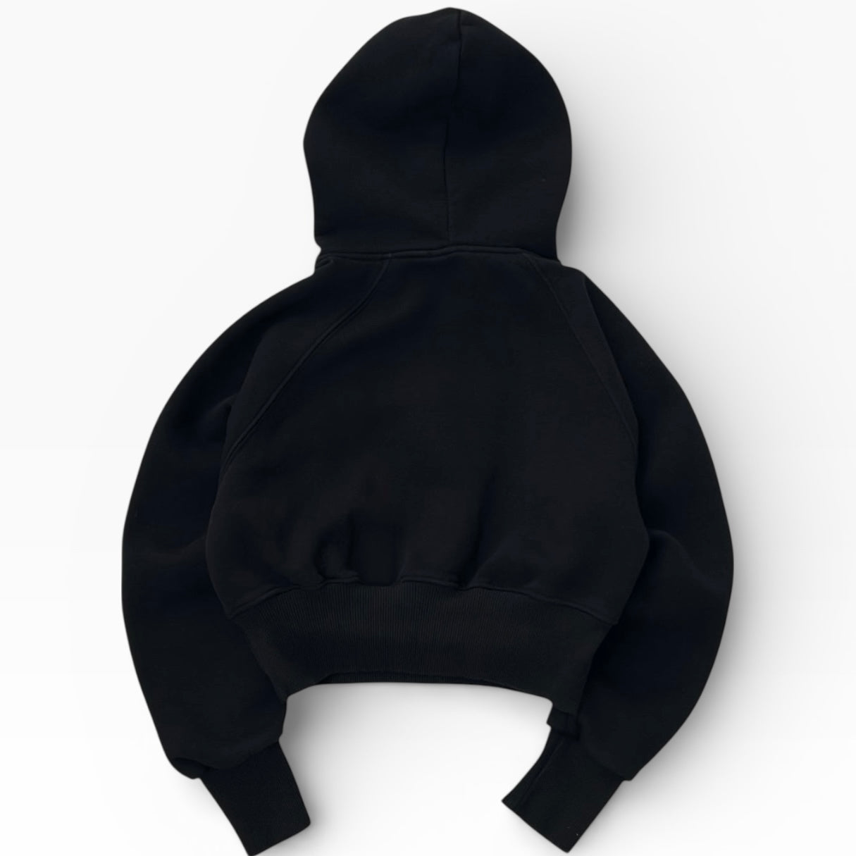 Black Cropped Hoodie With inner Fleece material