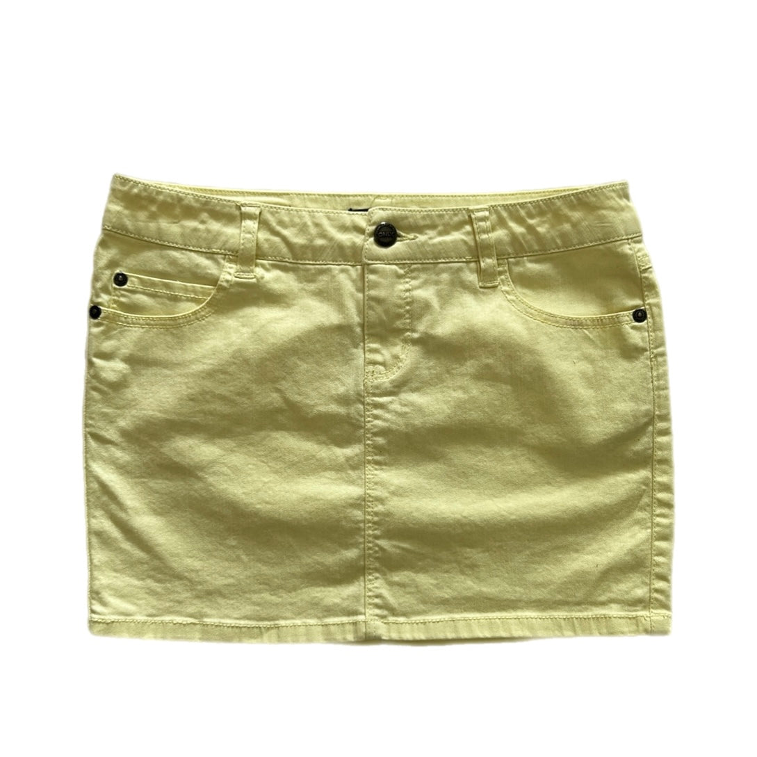 Pastel Yellow Denim Mini Skirt