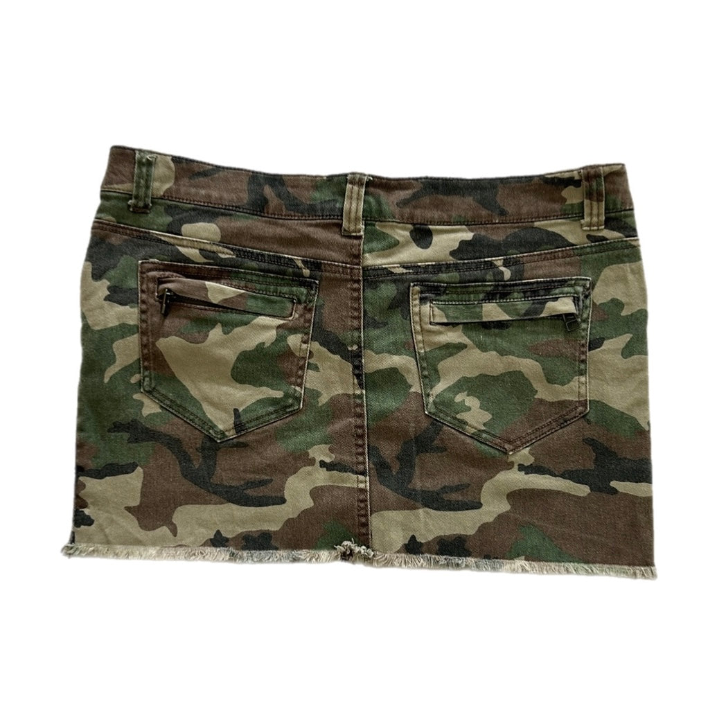 Camo Denim Mini Skirt