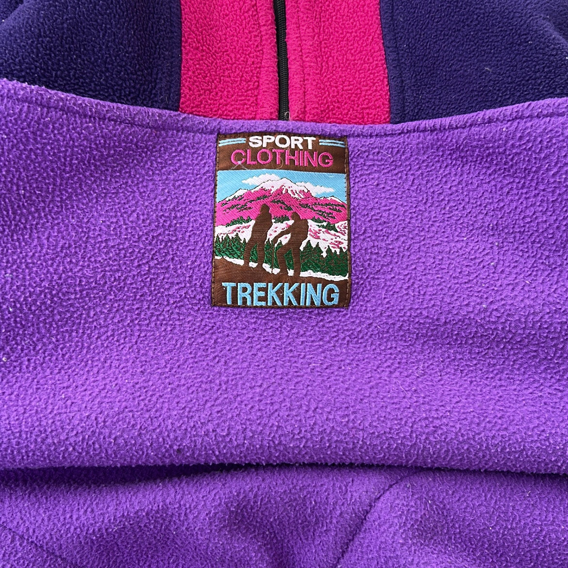 Vintage Multicoloured Sport Clothing Trekking 1/4 Zip Fleece