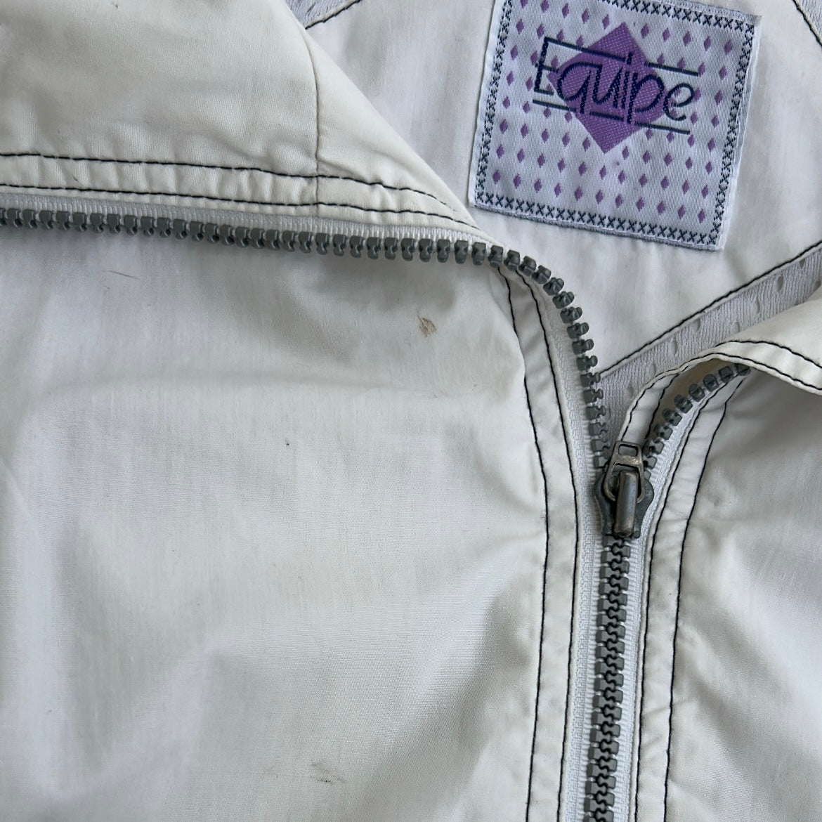 White Vintage equipe Full Zip Shell Jacket