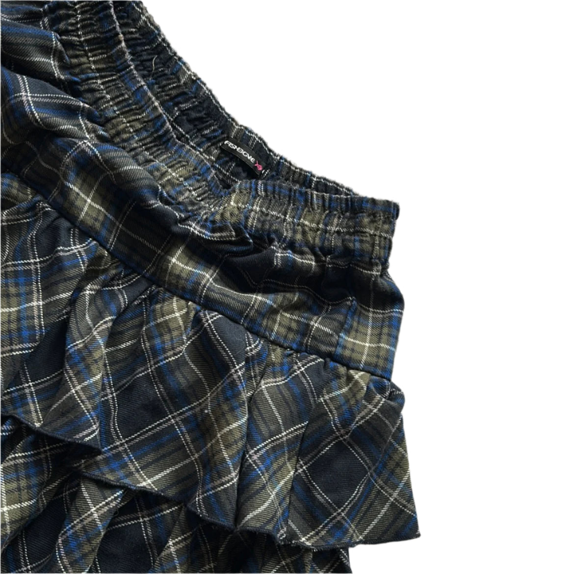 Fishbone elastic checkers mini skirt
