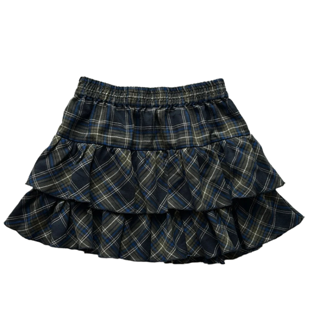 Fishbone elastic checkers mini skirt