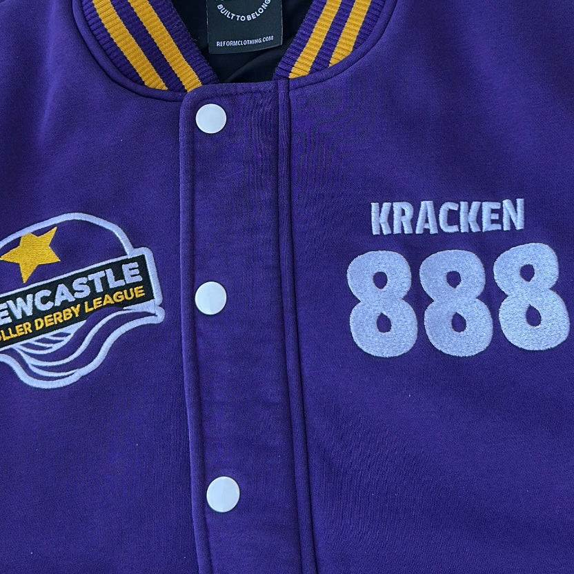 varsity/letterman jacket«Newcastle Roller Derby League – The Kracken»