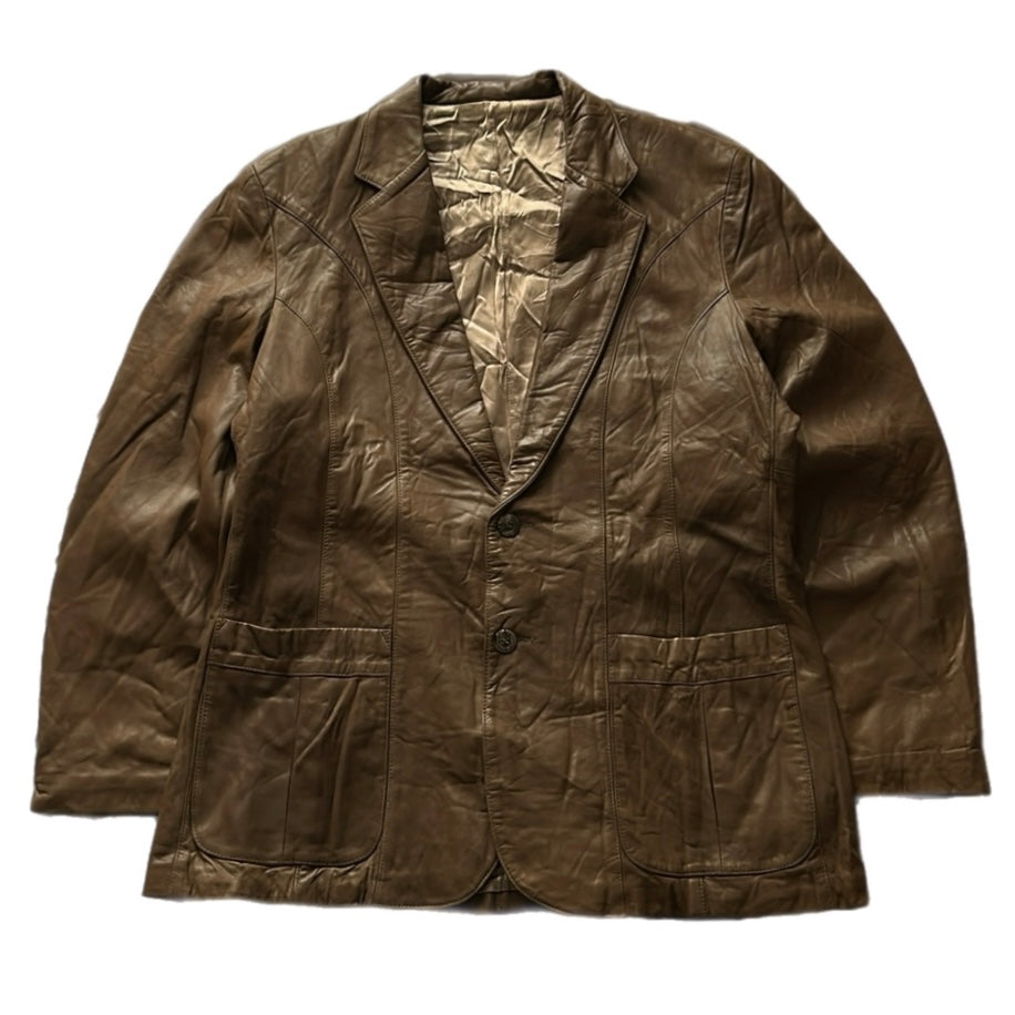 Leather Camel Button Jacket