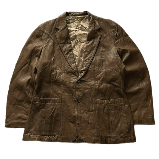 Leather Camel Button Jacket