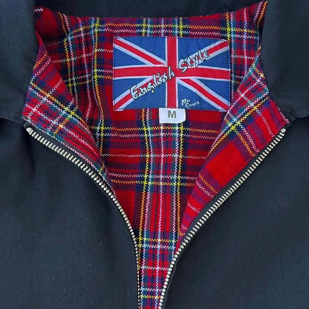Classic Black Harrington Jacket with Tartan Lining