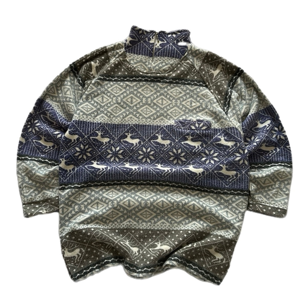 Vintage Crazy Pattern 1/4 Zip Fleece