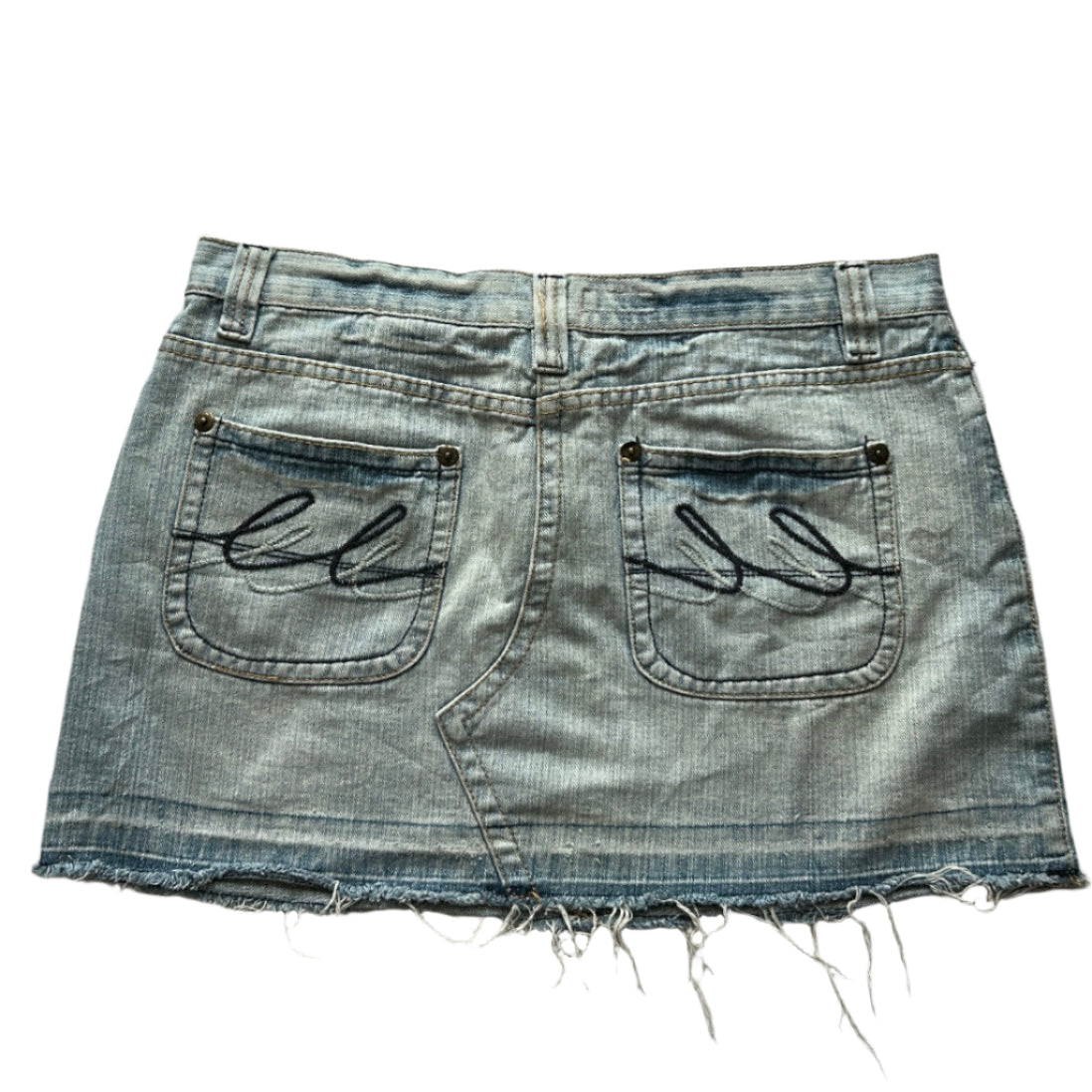 Back pocket design denim mini skirt