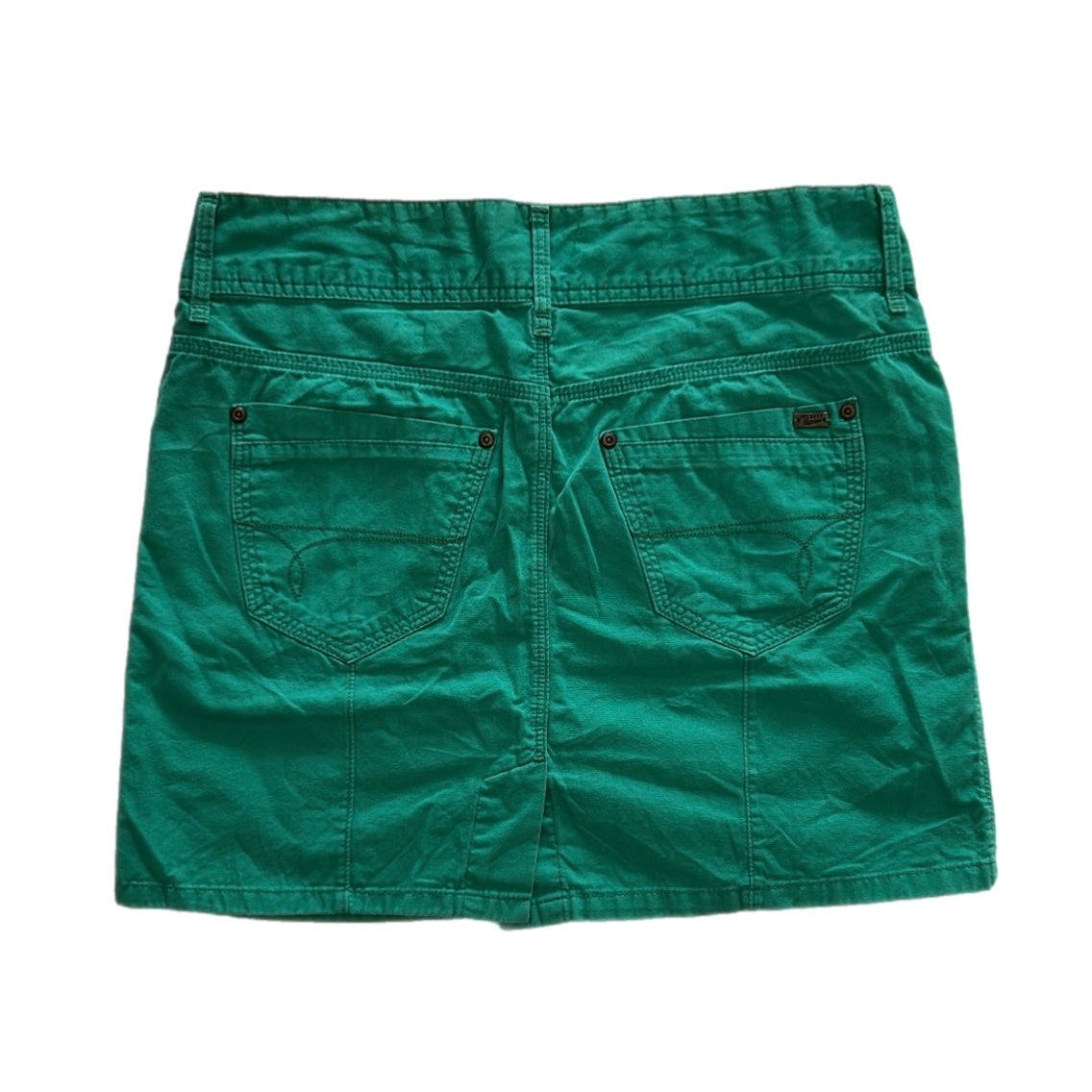 Green Soft Denim Mini Skirt