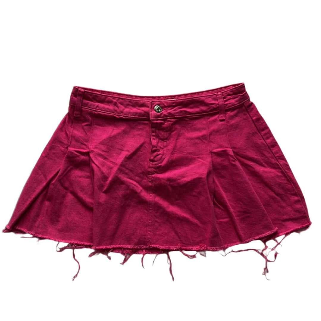 Hot pink denim mini skirt