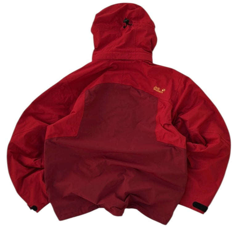 Jack Wholfskin Red Full Zip Adjustable Jacket With Removable Hoodie