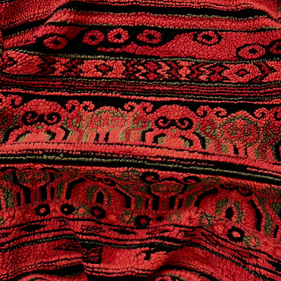 David Nieper Red Tonned Patterned Fuzzy Fleece Jacket