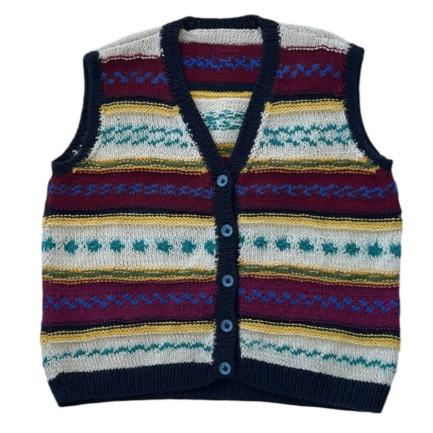 Multicoloured Textured Button Up Vest Shirt