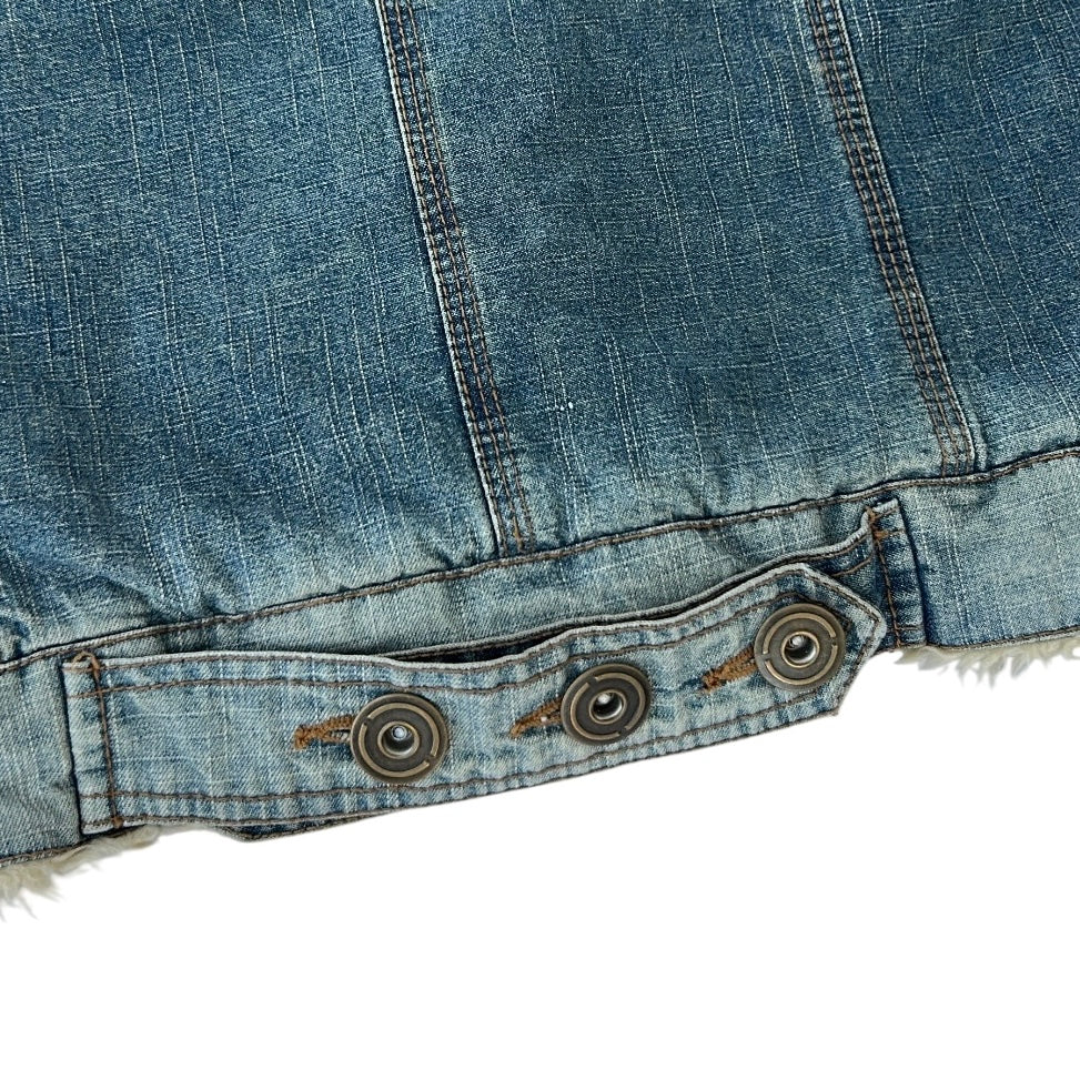 Rare Denim Vest With Checkered & Fuzzy Inside