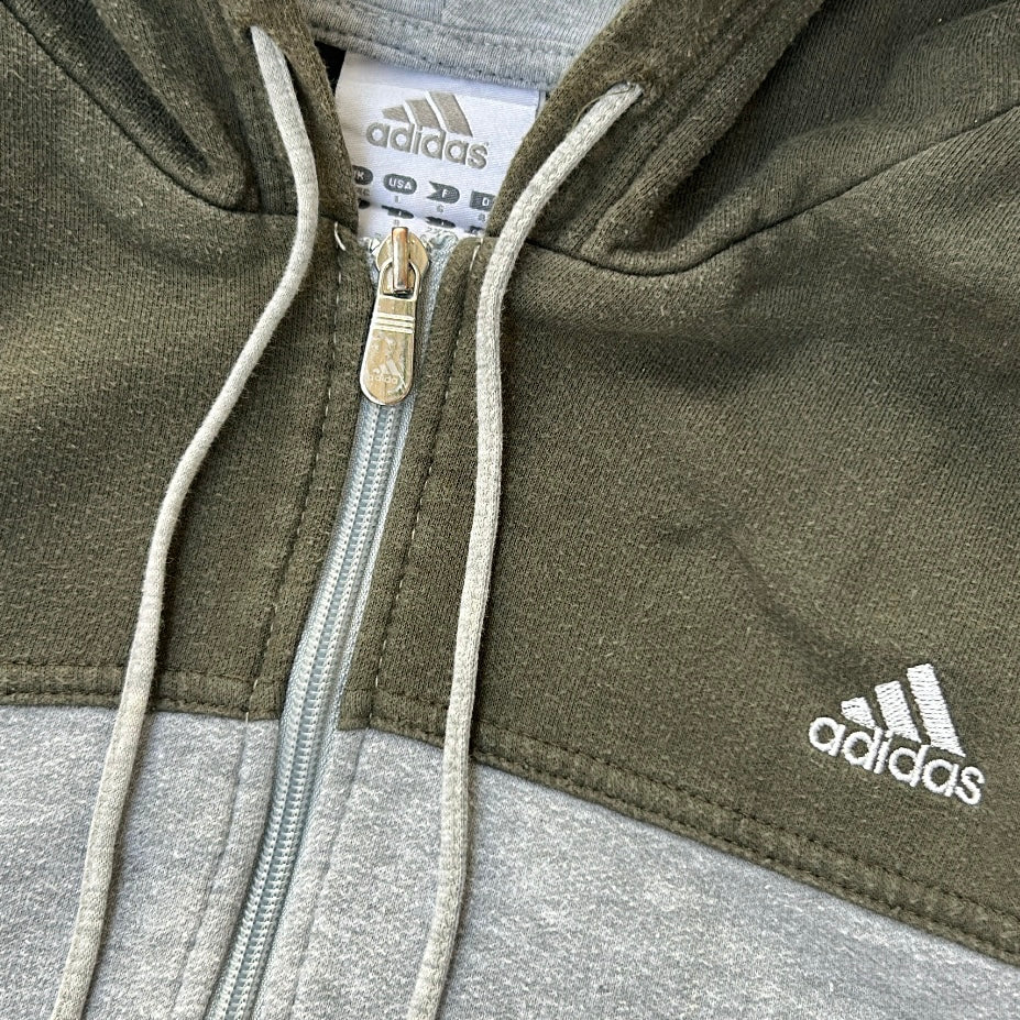 Adidas Grey x Khaki Hooded Full Zip Jacket