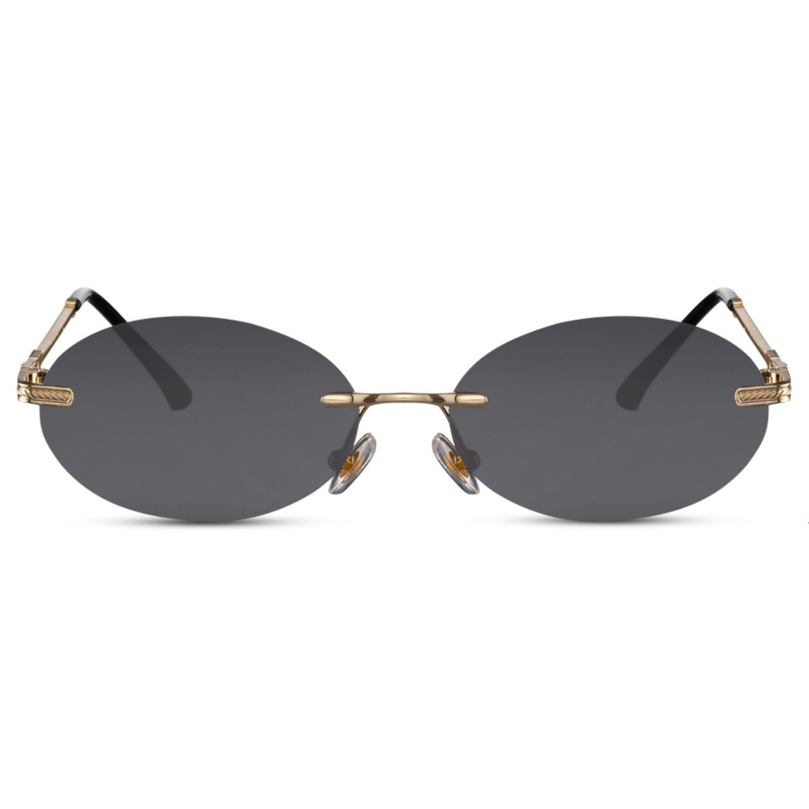The Drew – Oval Black x Metallic Retro Sunglasses