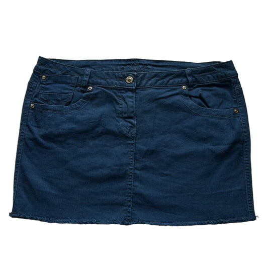 Deep blue elastic denim mini skirt