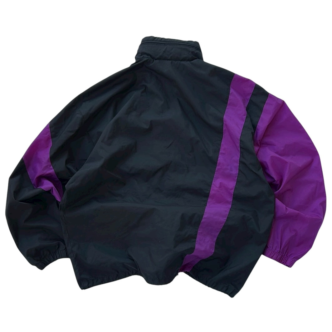 Vintage Purple x Black Adjustable Light Windbreaker Jacket With Hidden Hoodie