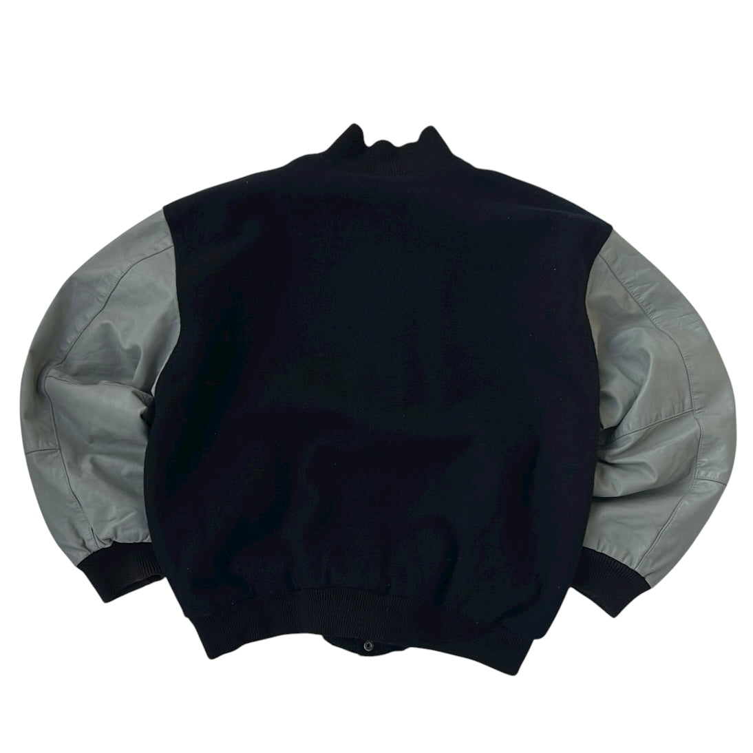 Varsity Style Black x Grey Faw Leather Sleeves