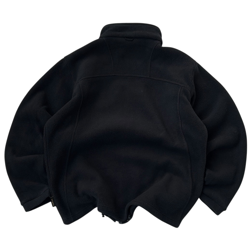 Jack wholfskin Black Fleece Adjustable Jacket With Embroidered Logo