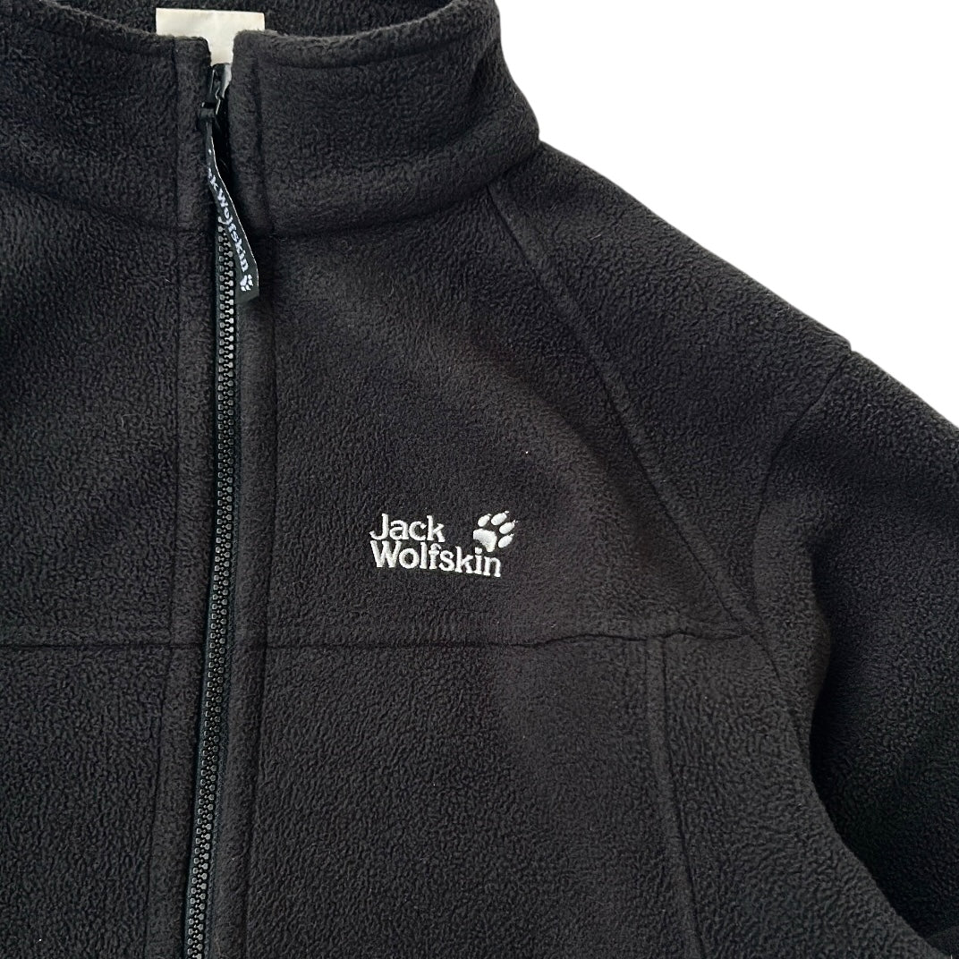 Jack wholfskin Black Fleece Adjustable Jacket With Embroidered Logo