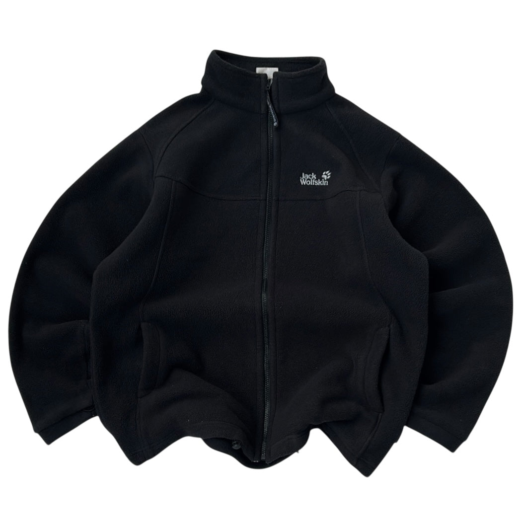 Jack wholfskin Black Fleece Adjustable Jacket With Embroidered Logo