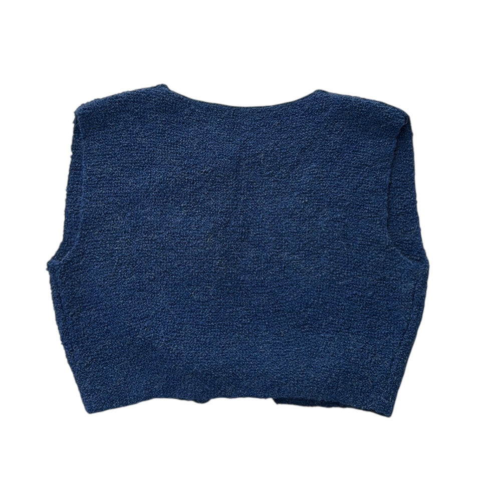 Blue Woolen Vest Cropped Jacket