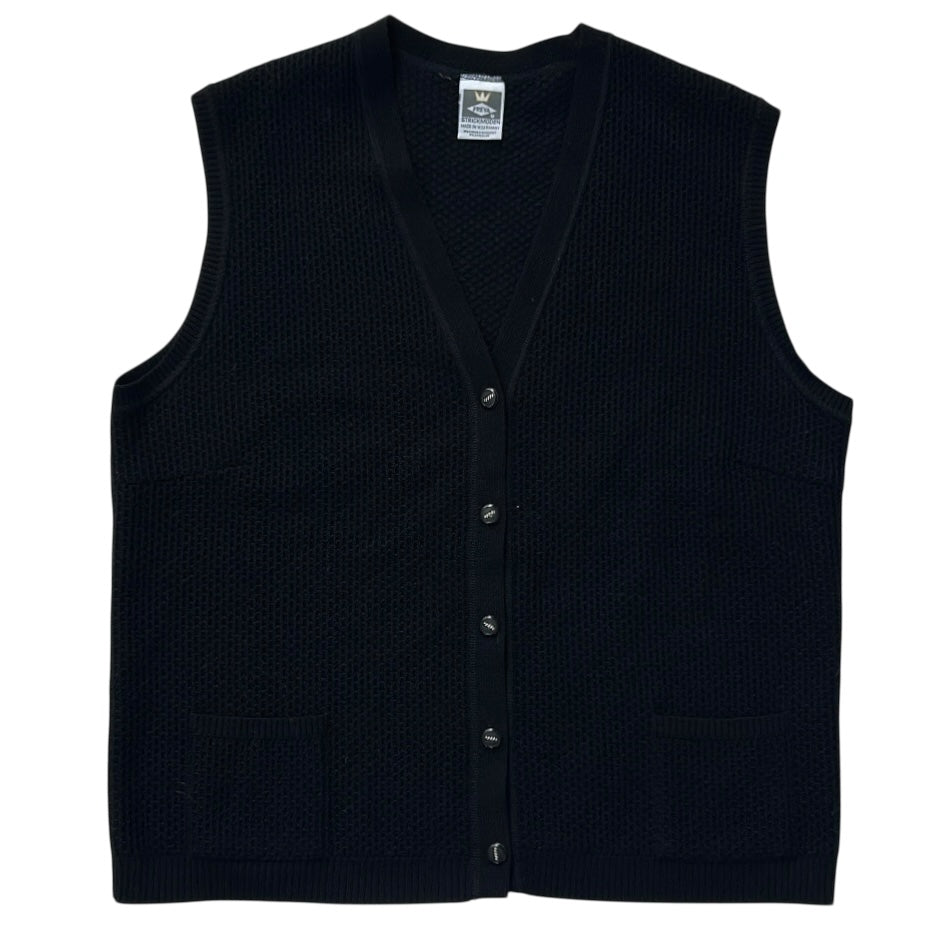 Freya Black Knitted Button Up Vest Top