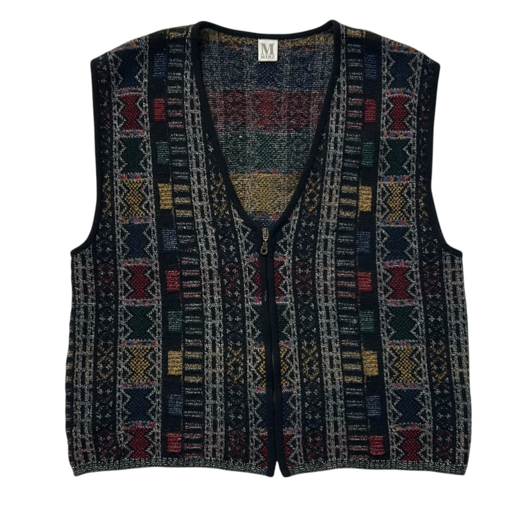 Marz Knitted Retro Full Zip Vest Top