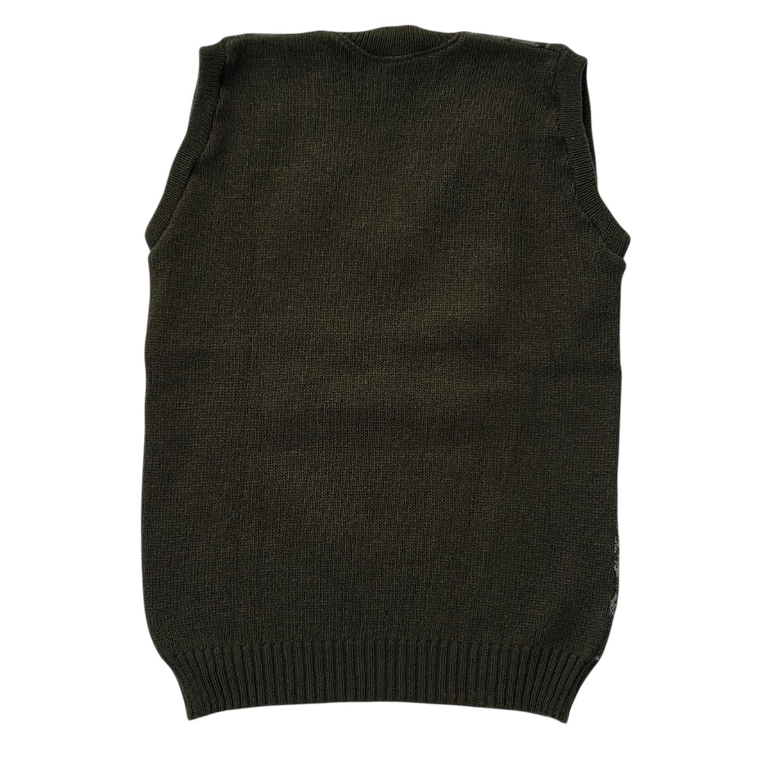 Khaki x Grey Plaid Vest Knitted Top