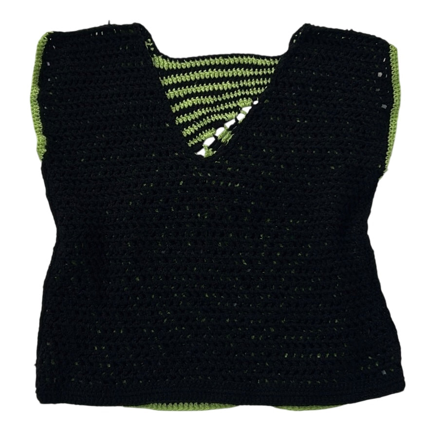Knitted boxy Black x Patterned Vest Top